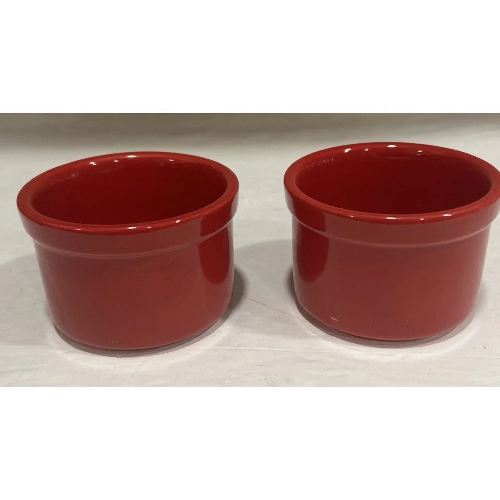 Set Of 2 CUISINART Red‎ 7.5 OZ Ramekin Bowls Dip Custard 3.5